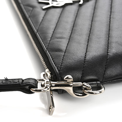 Saint Laurent Calfskin Matelasse Chevron Monogram A5 Wristlet Black 11 of 12