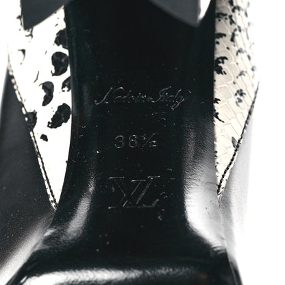 Louis Vuitton Calfskin Snakeskin Embossed Matchmake Pumps 38.5 Black White 7 of 10