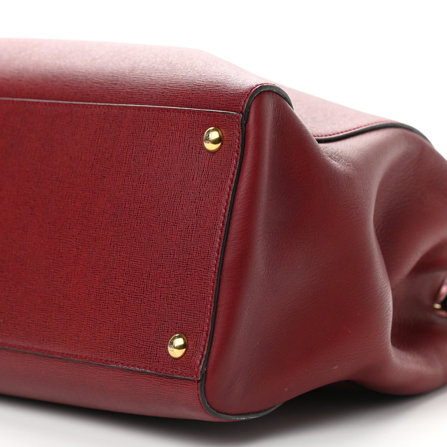 Fendi Vitello Elite Regular 2Jours Tote Rosso Scuro Ciliegia 8 of 11