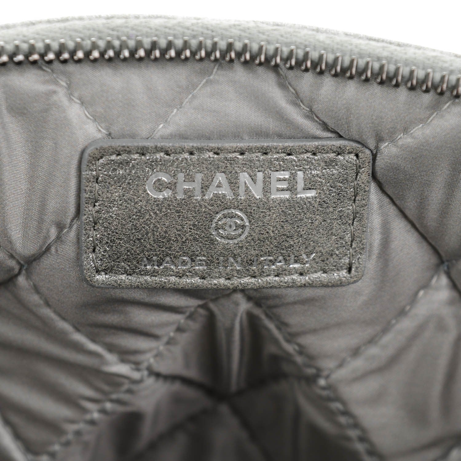 Chanel Metallic Lambskin Quilted Medium Cosmetic Case Silver 6 of 7