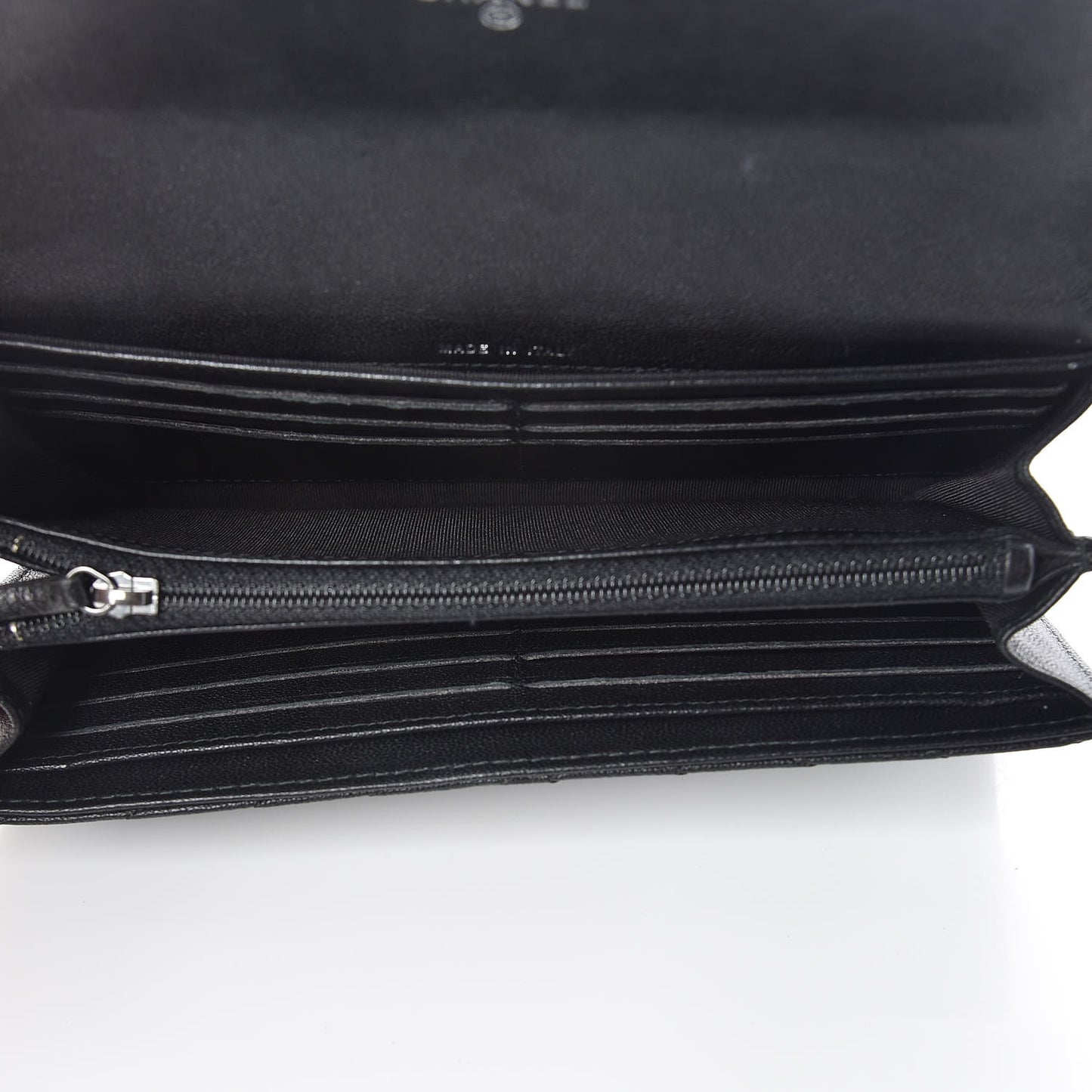 Sheepskin Chevron Quilted Studded Reissue Flap Wallet Black