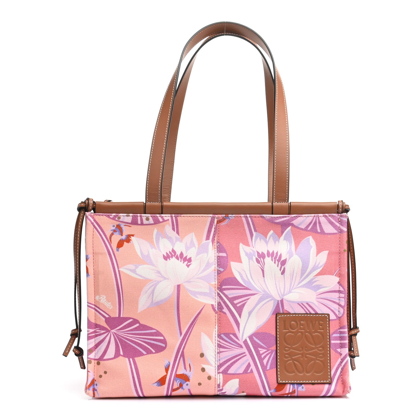Canvas Calfskin Waterlily Print Paulas Ibiza Small Cushion Tote