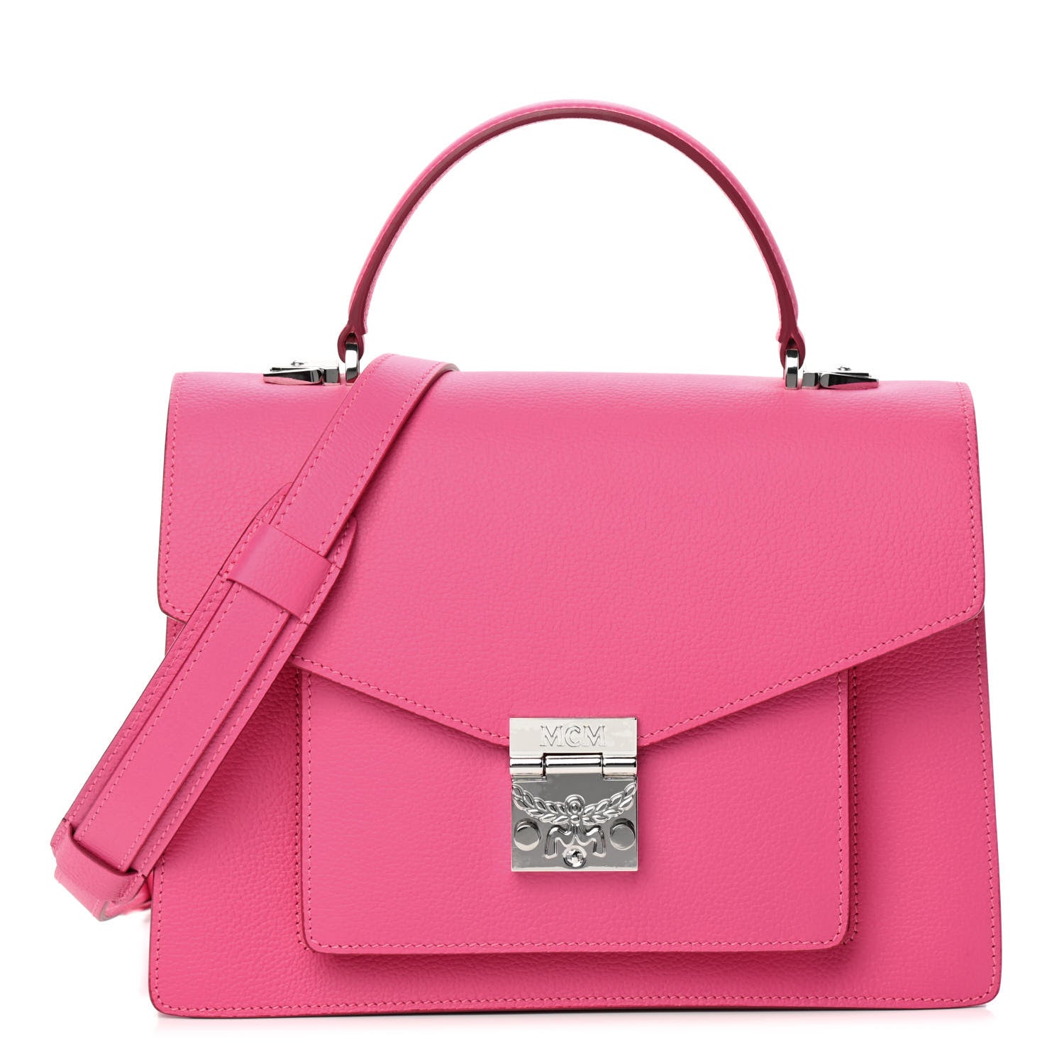 MCM Grained Calfskin Medium Patricia Park Avenue Satchel Sugar Pink 1 of 8