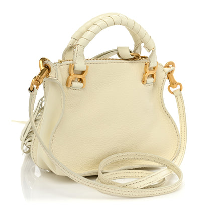 Chloe Grain Calfskin Mini Marcie Multi Fringe Satchel Natural White 3 of 13