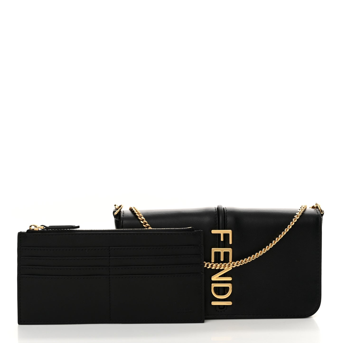 Vitello Grace Matte Fendigraphy Wallet On Chain Black