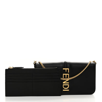 Fendi Vitello Grace Matte Fendigraphy Wallet On Chain Black 2 of 11