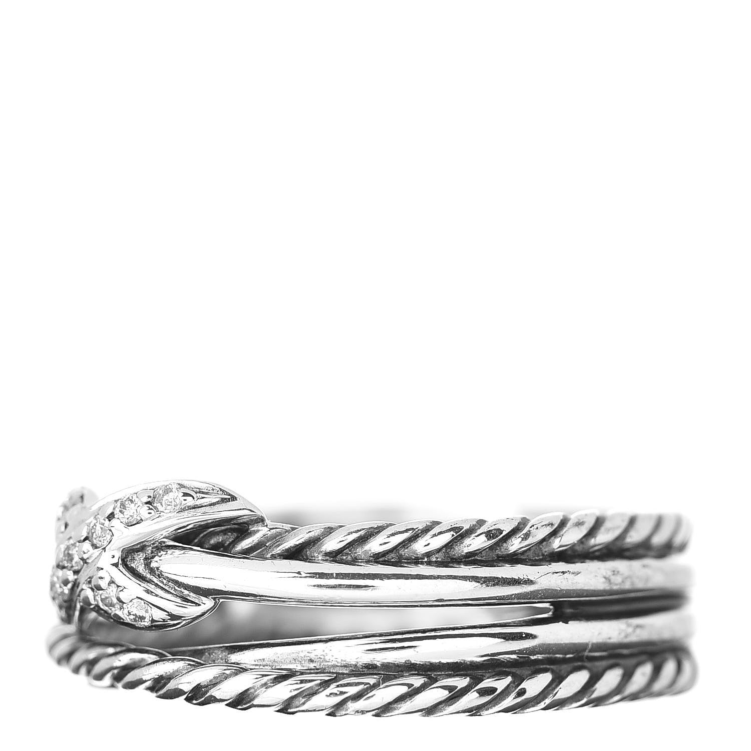 David Yurman Sterling Silver Diamond X Crossover Ring 50 5.5 3 of 5