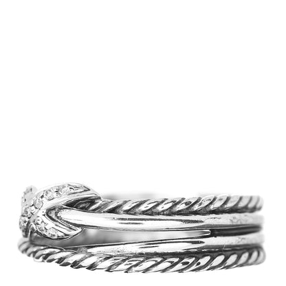 David Yurman Sterling Silver Diamond X Crossover Ring 50 5.5 3 of 5
