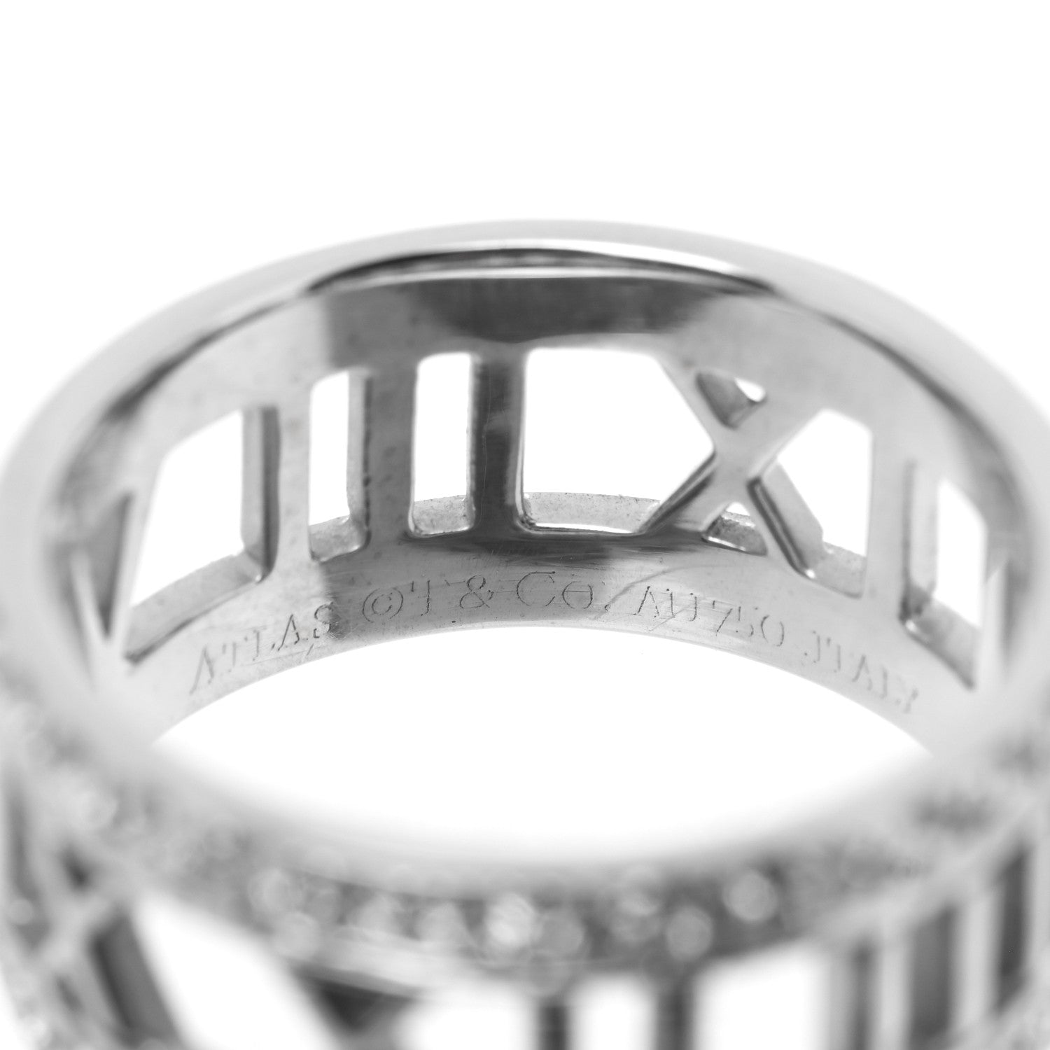 Tiffany 18K White Gold Diamond Wide Atlas Open Ring 52 6 4 of 5