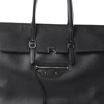 Balenciaga Grained Calfskin Papier Flap Tote Black 6 of 8