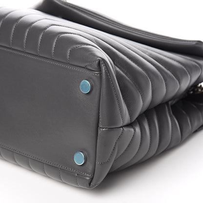 Saint Laurent Calfskin Y Quilted Monogram Large Loulou Chain Satchel Storm 9 of 10