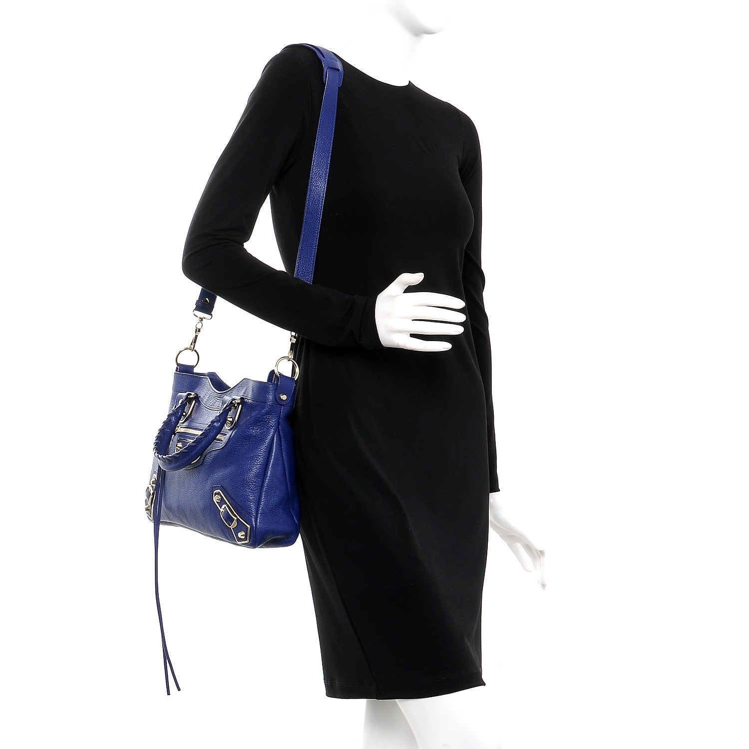 Balenciaga Chevre Gold Metallic Edge Hardware Town Bleu Roi 2 of 7