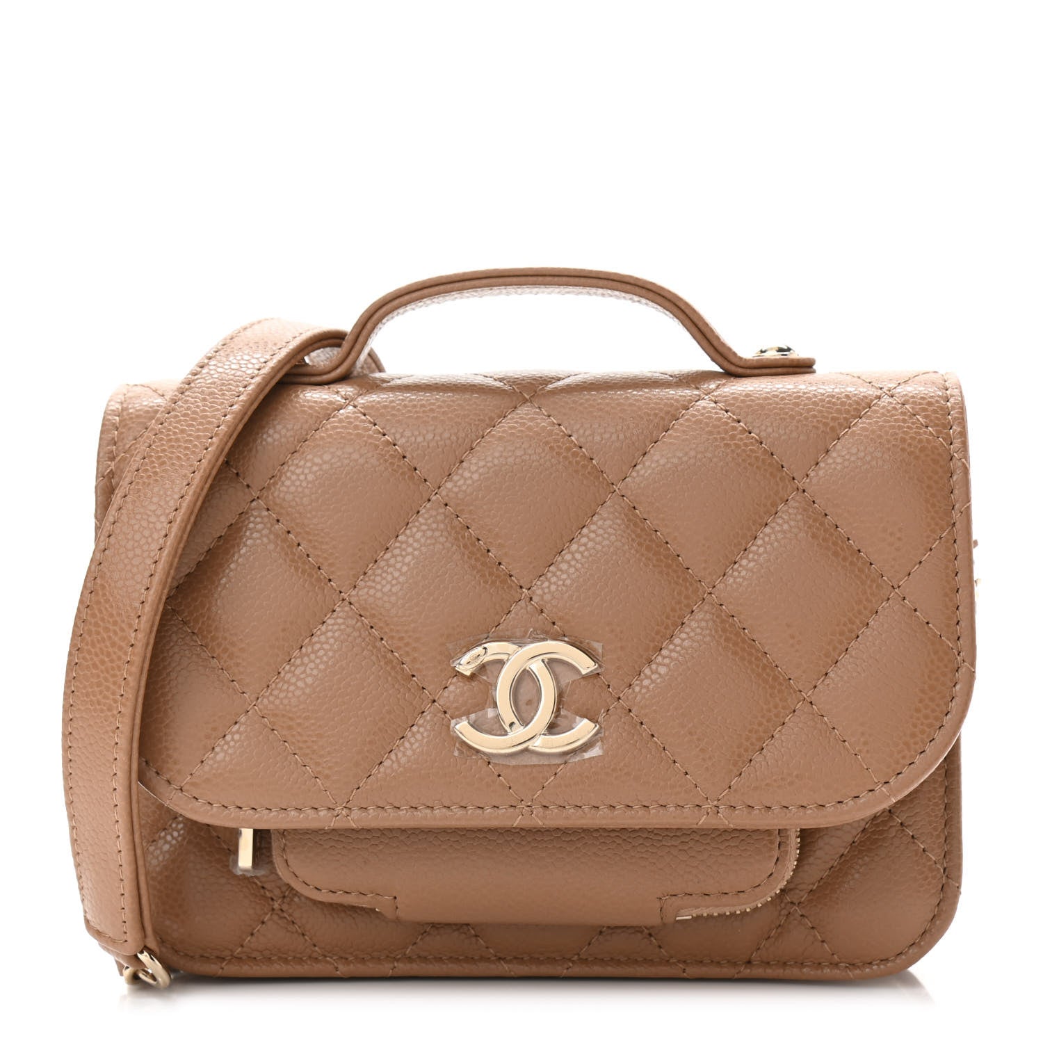 Chanel Caviar Quilted Business Affinity Clutch With Chain Flap Dark Beige 1 of 12
