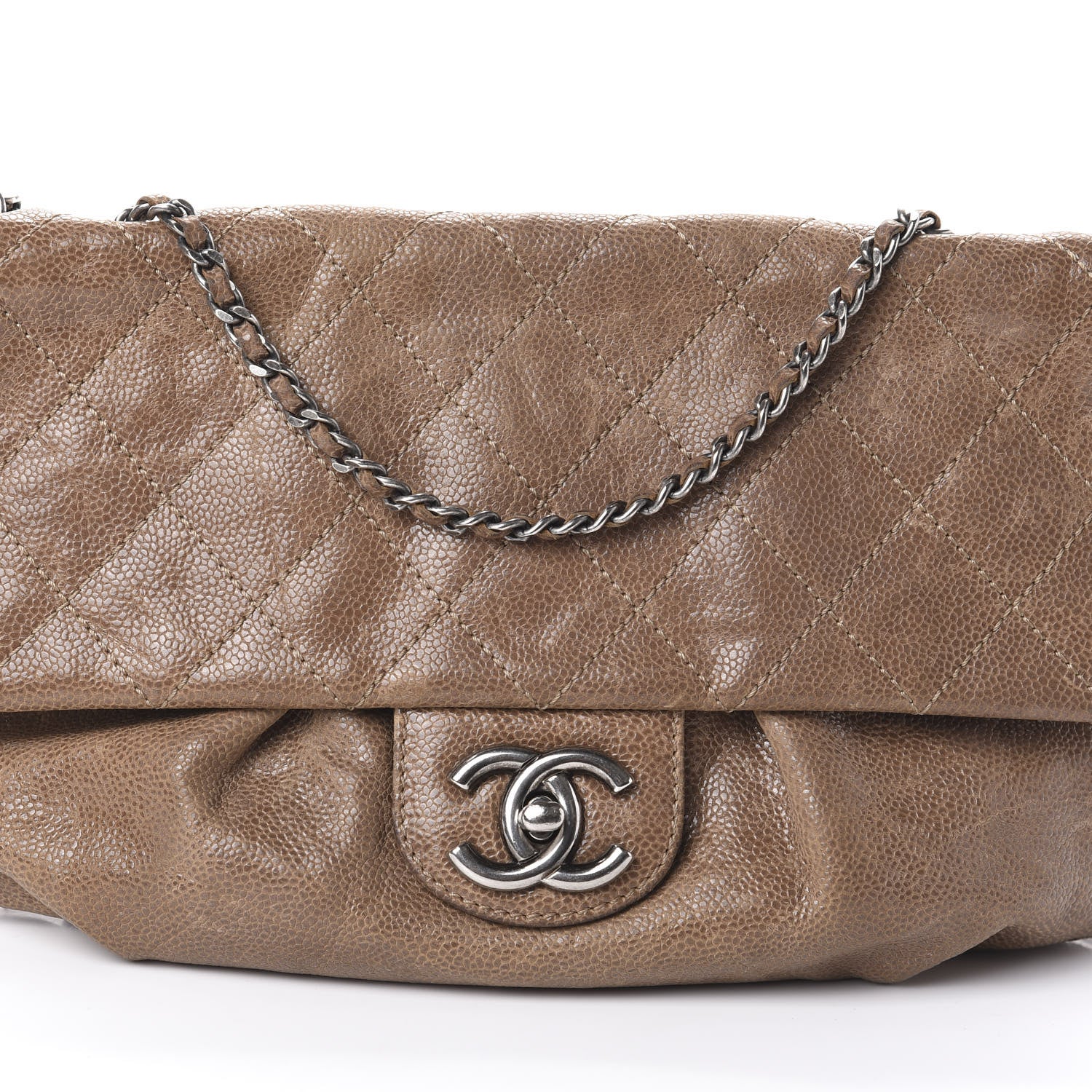 Chanel Caviar Quilted Medium Elastic Flap Brown 8 of 10