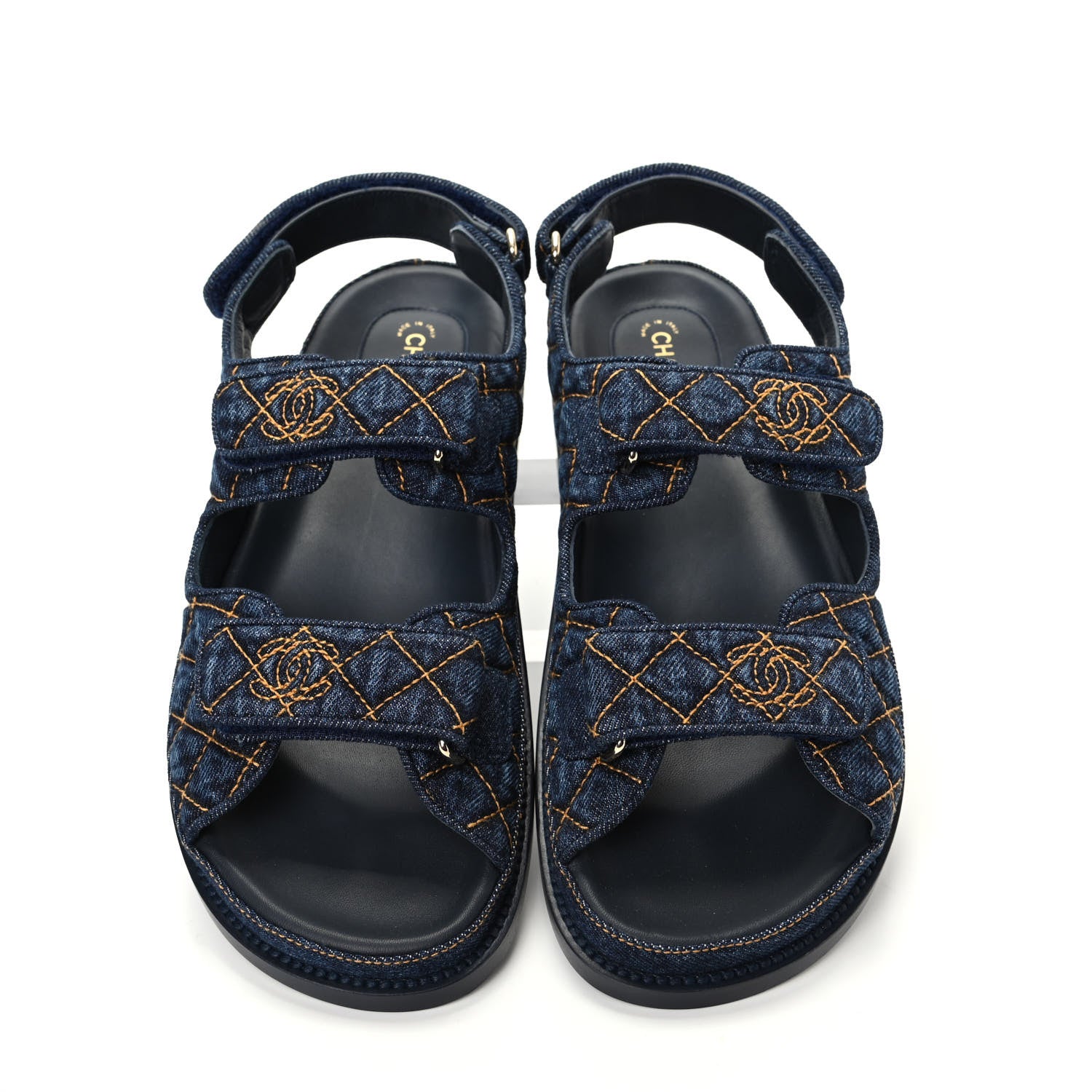 Chanel Denim Velcro Dad Sandals 40 Blue 5 of 11