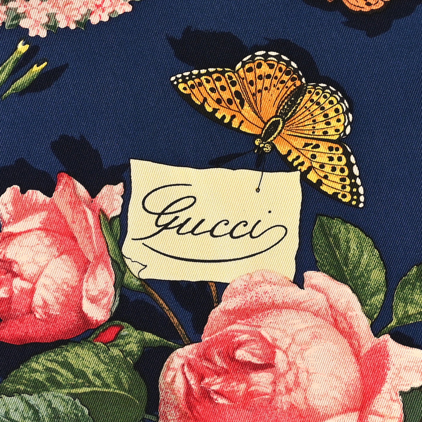 Silk Floral Square Scarf Blue Multicolor