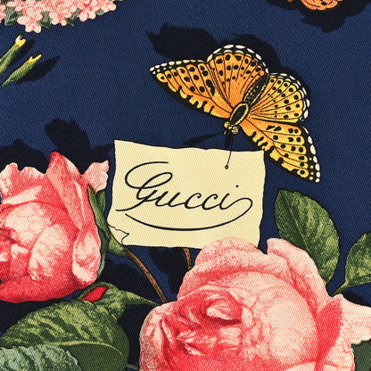 Gucci Silk Floral Square Scarf Blue Multicolor 3 of 4