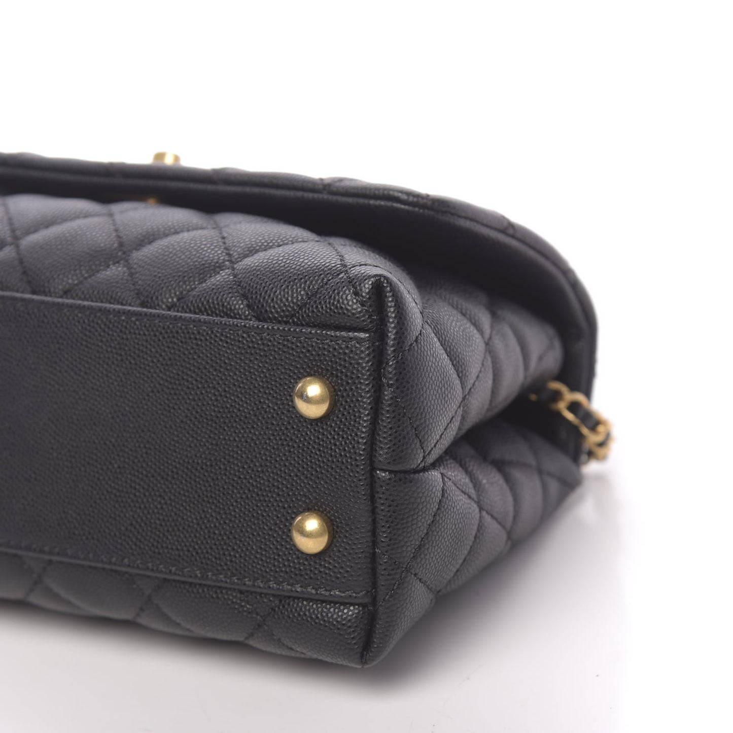 Caviar Lizard Embossed Quilted Mini Coco Handle Flap Black