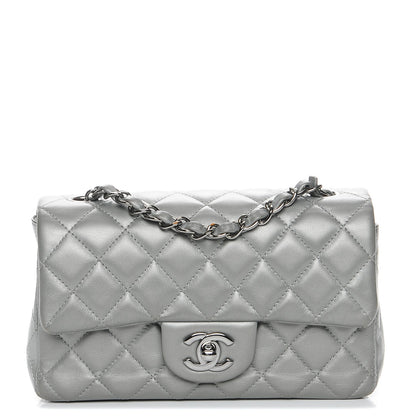 Chanel Metallic Lambskin Quilted Mini Rectangular Flap Silver 1 of 8