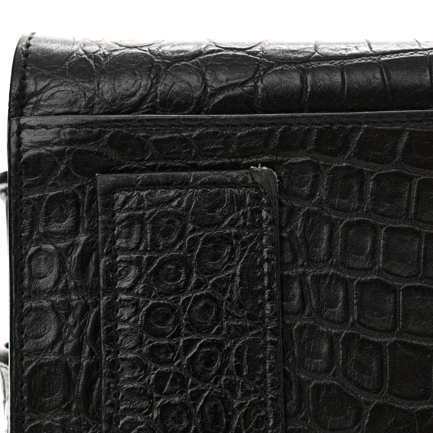 Calfskin Crocodile Embossed Small Supple Sac de Jour Black