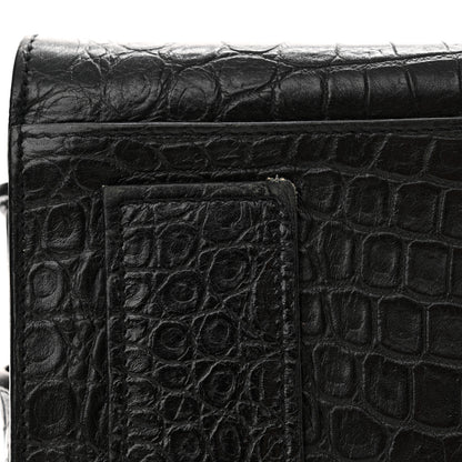 Saint Laurent Calfskin Crocodile Embossed Small Supple Sac de Jour Black 14 of 21