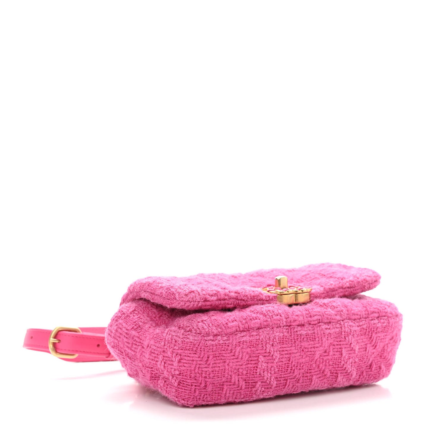 Tweed Quilted Chanel 19 Waist Bag Pink