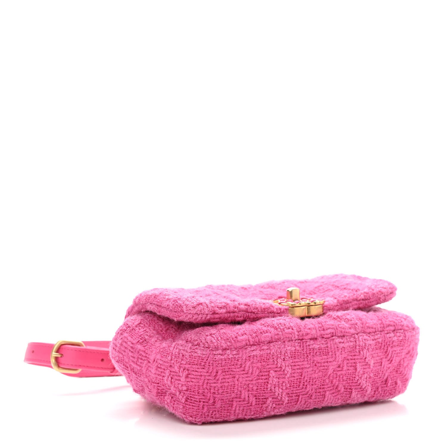 Chanel Tweed Quilted Chanel 19 Waist Bag Pink 4 of 10