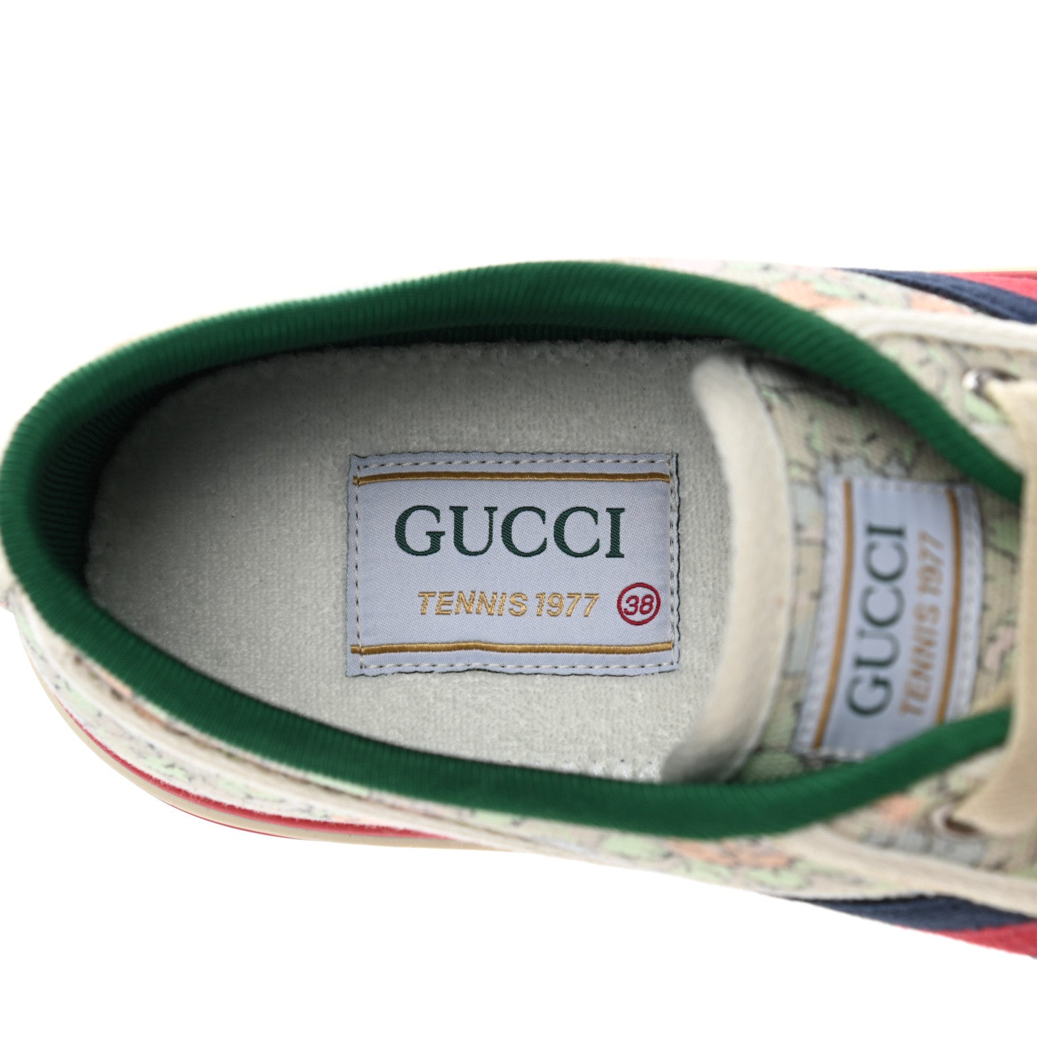 Gucci X LIBERTY OF LONDON Canvas Web Tracy Print Womens 1977 Tennis Sneakers 38 Mint Peach Mystic White 7 of 7