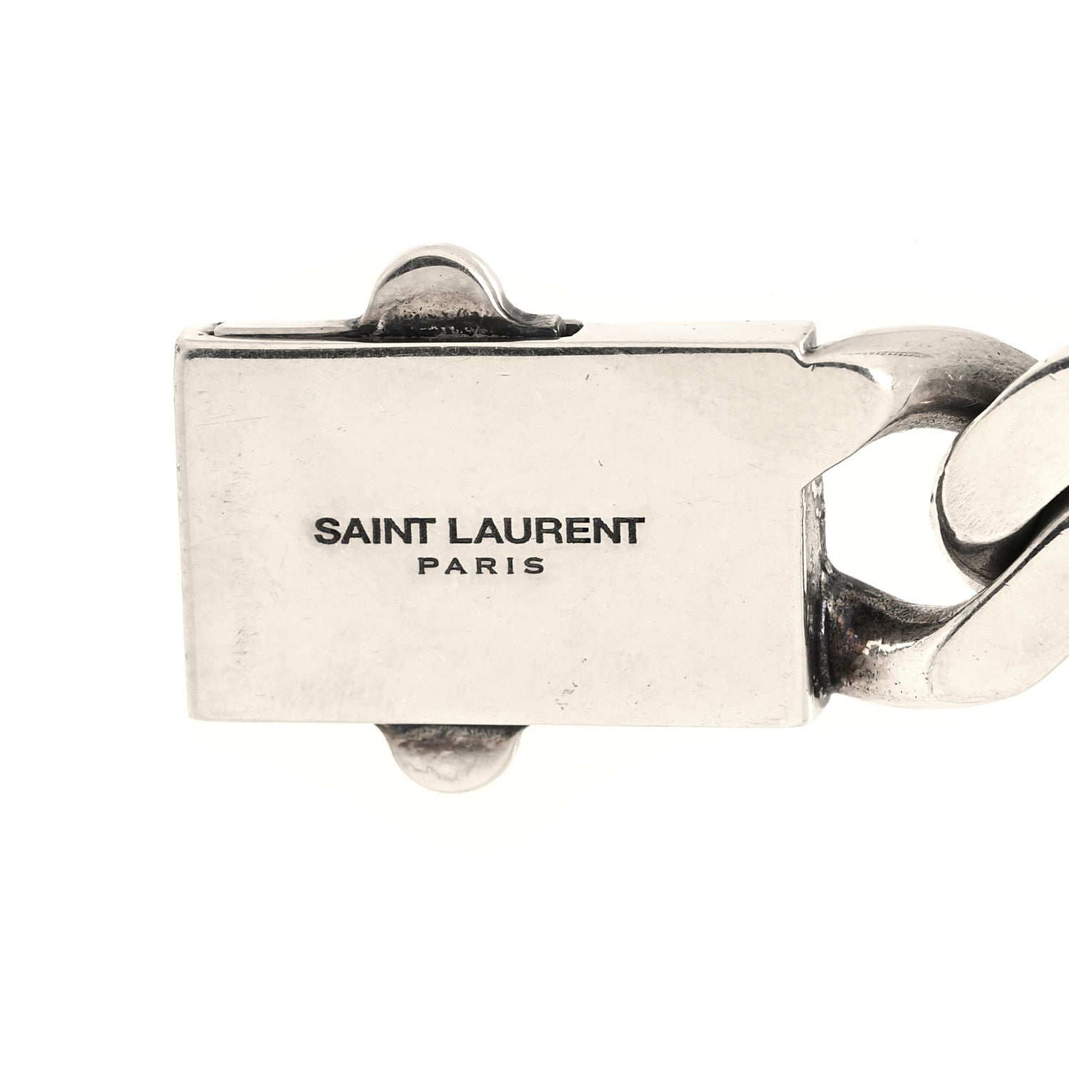 Saint Laurent Metal Curb Chain Necklace Oxidized Silver 4 of 4