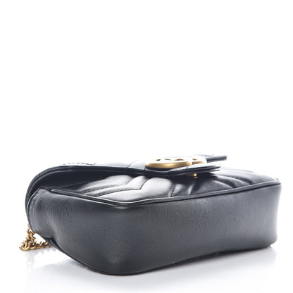 Gucci Calfskin Matelasse Super Mini GG Marmont Shoulder Bag Black 4 of 10