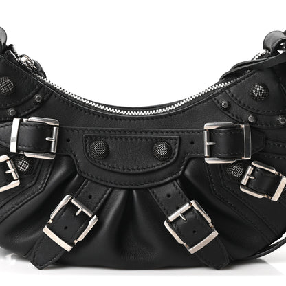 Balenciaga Smooth Calfskin Buckles Le Cagole Shoulder Bag XS Black 9 of 11