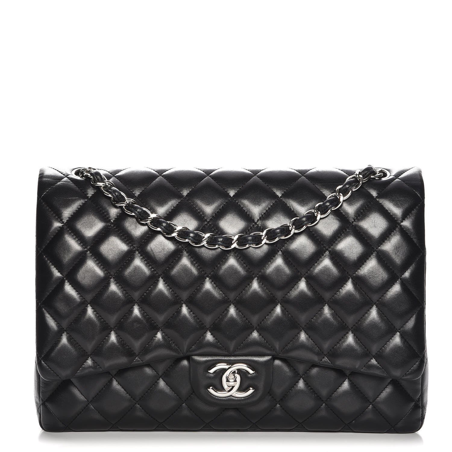 Chanel Lambskin Quilted Maxi Double Flap Black 1 of 9