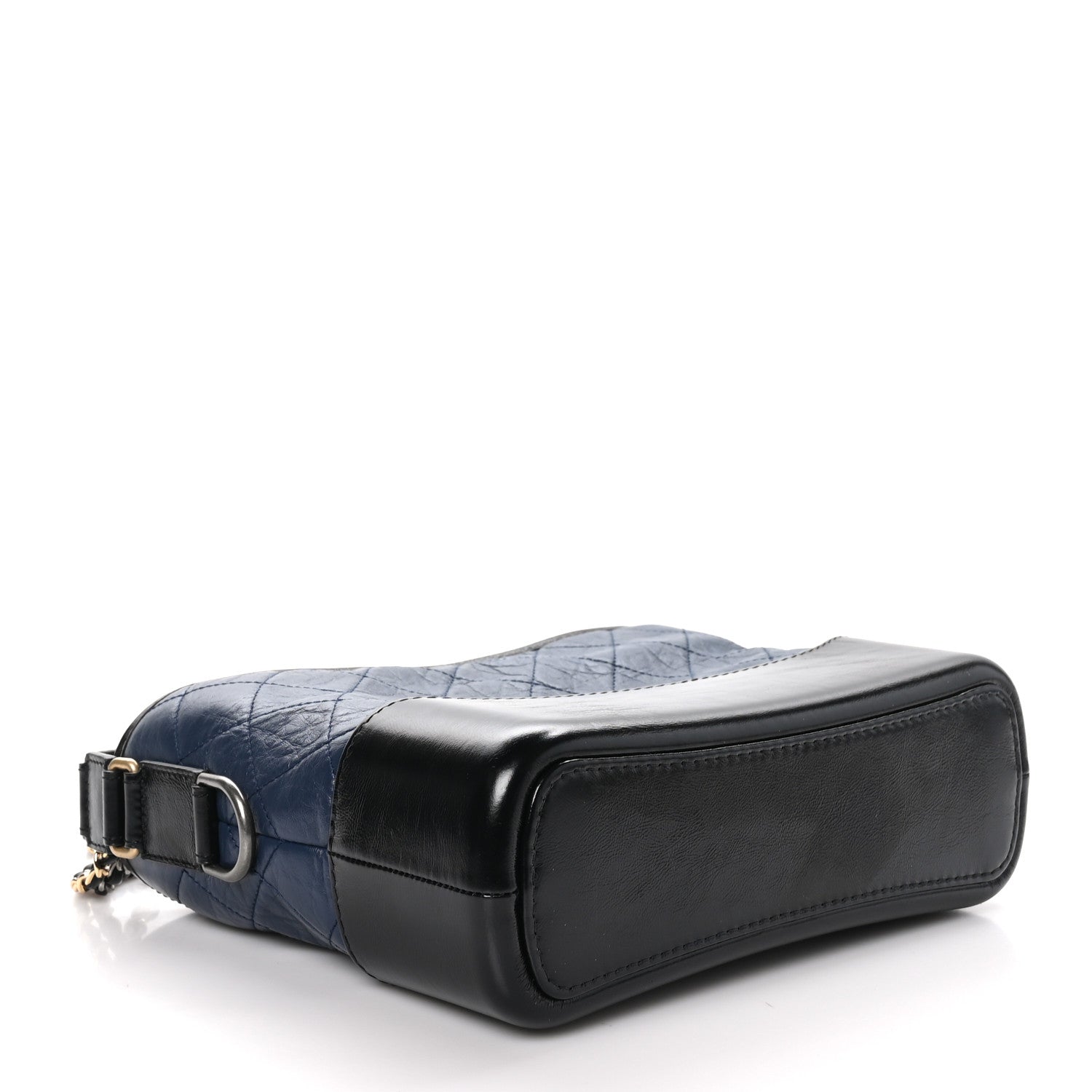 Chanel Aged Calfskin Quilted Small Gabrielle Hobo Navy Black 4 of 11