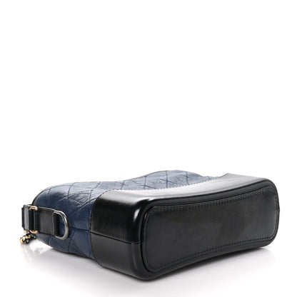 Chanel Aged Calfskin Quilted Small Gabrielle Hobo Navy Black 4 of 11