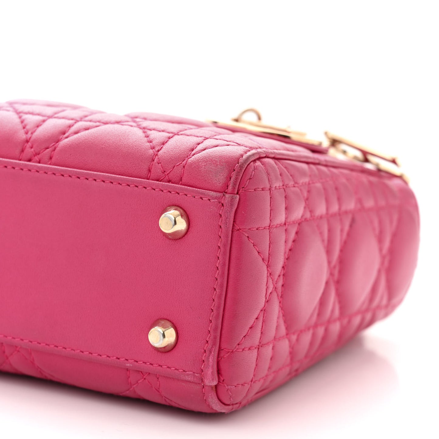 Lambskin Cannage Mini Lady Dior Fuchsia
