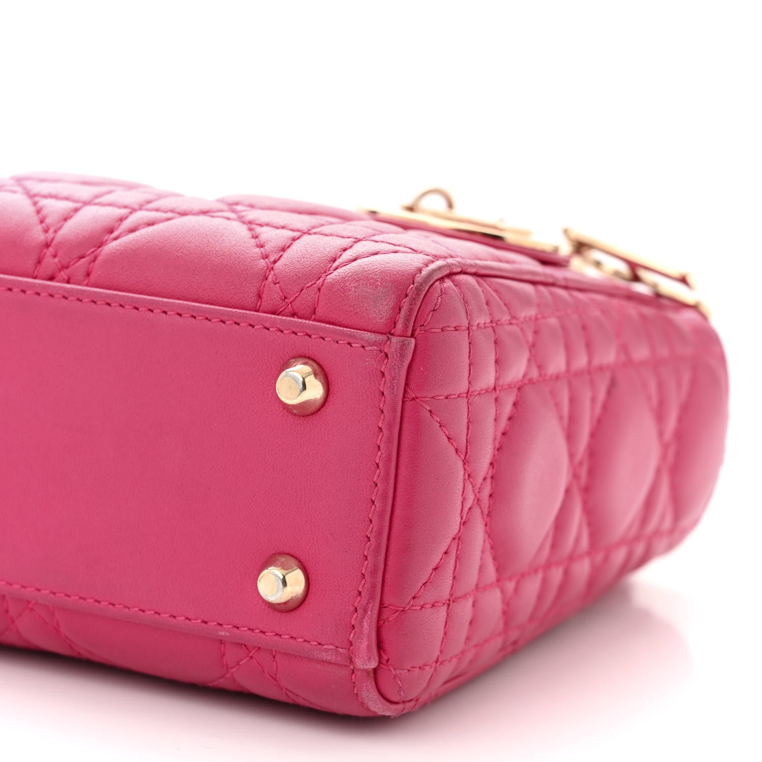 Christian Dior Lambskin Cannage Mini Lady Dior Fuchsia 10 of 15