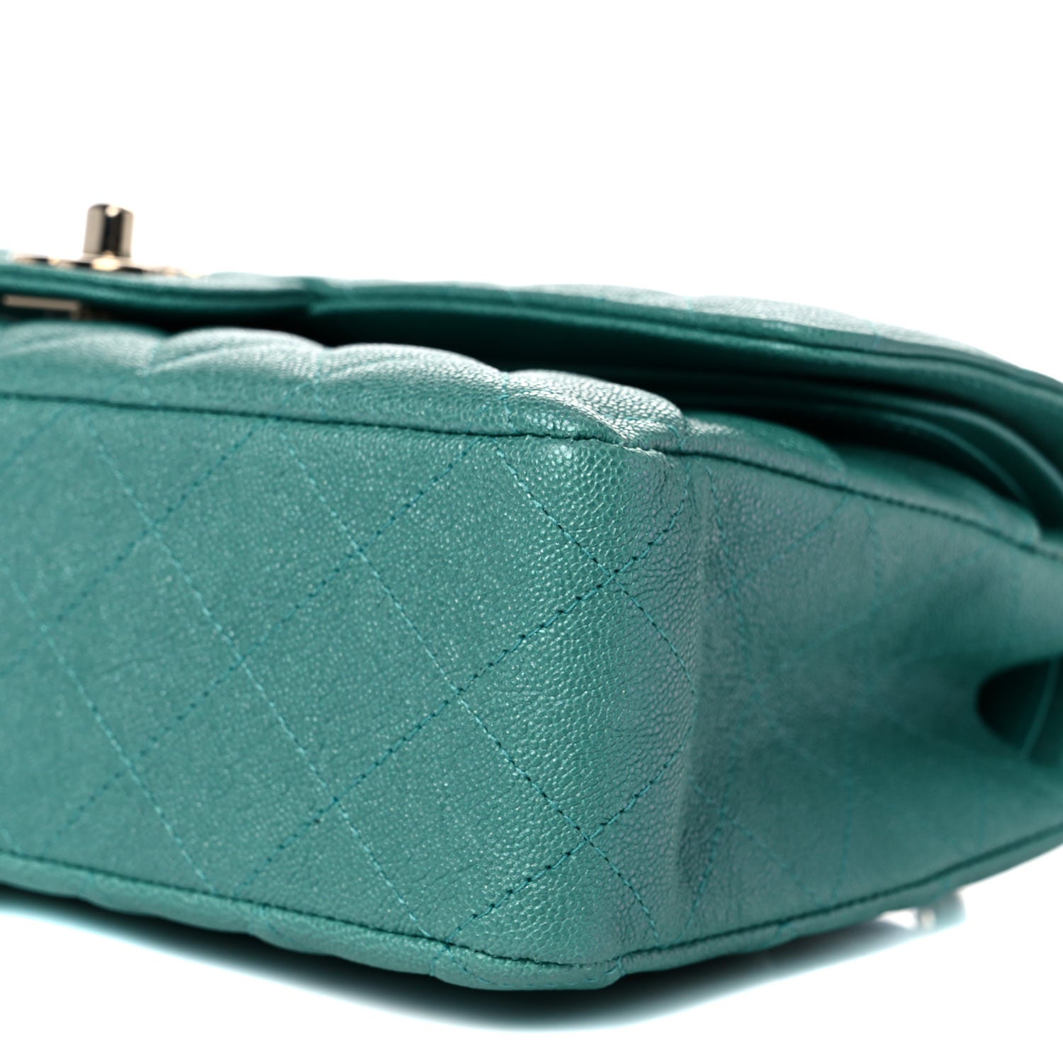 Chanel Iridescent Caviar Quilted Medium Double Flap Green 9 of 10
