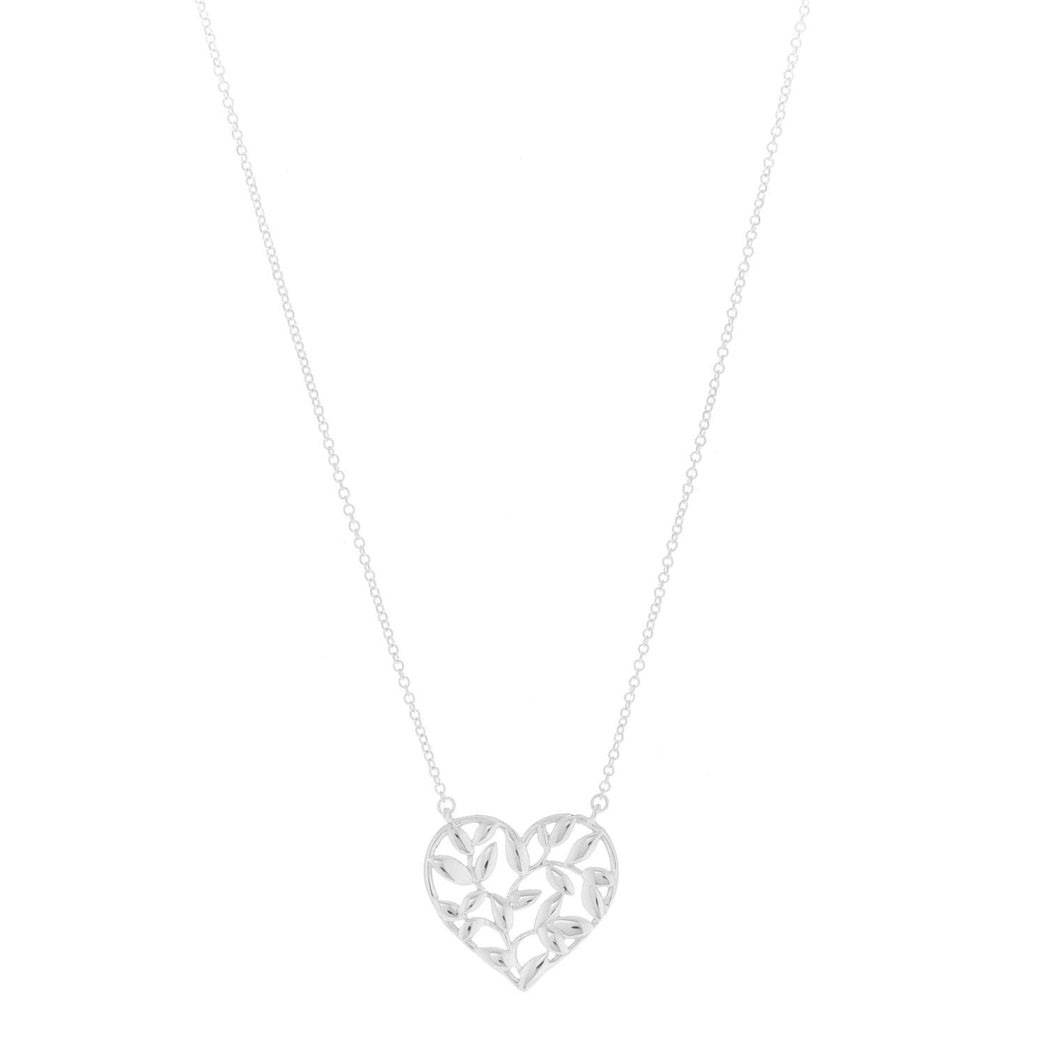 Tiffany Sterling Silver Paloma Picasso Olive Leaf Heart Pendant Necklace 1 of 7