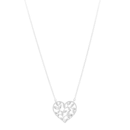Tiffany Sterling Silver Paloma Picasso Olive Leaf Heart Pendant Necklace 1 of 7