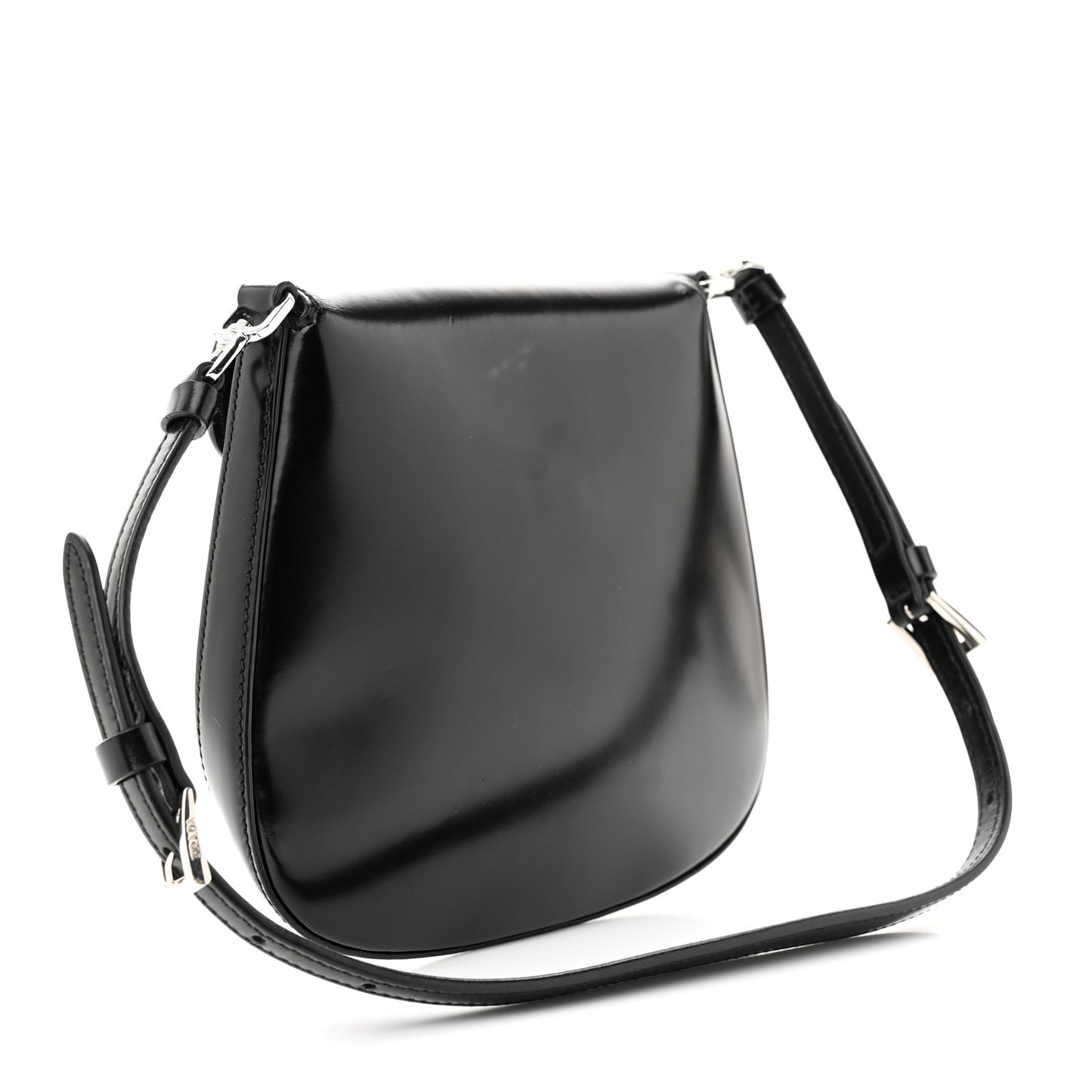 Spazzolato Mini Cleo Flap Adjustable Strap Shoulder Bag Black