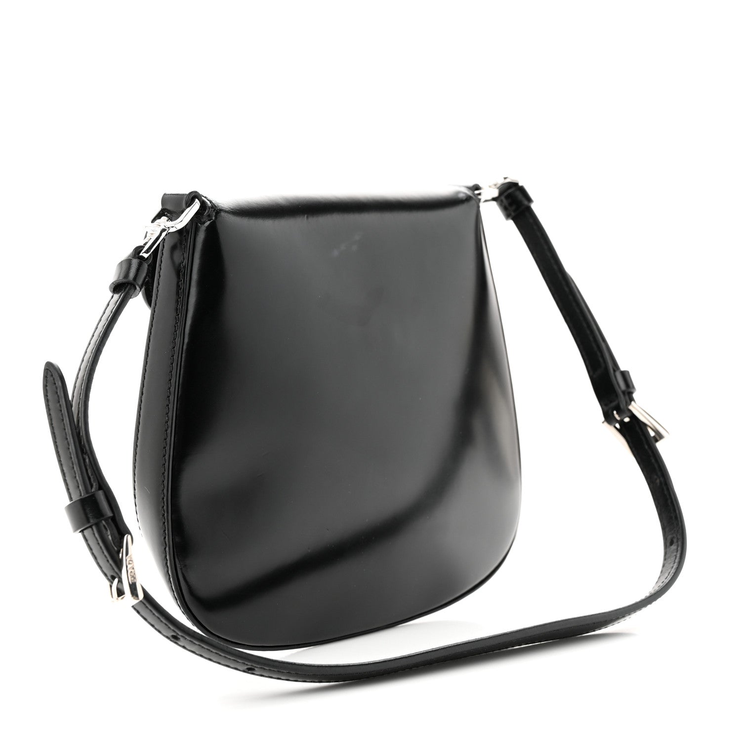 Prada Spazzolato Mini Cleo Flap Adjustable Strap Shoulder Bag Black 3 of 13
