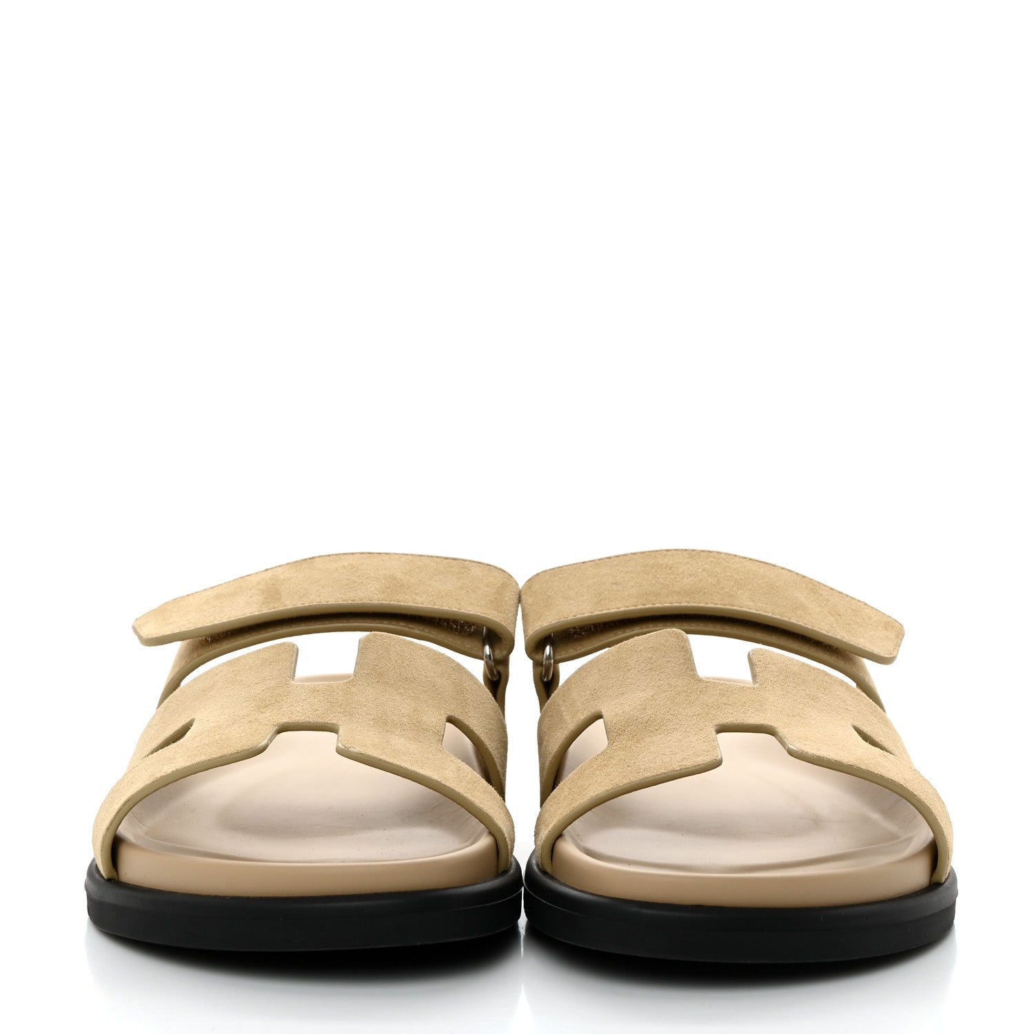 Hermes Suede Goatskin Womens Chypre Sandals 39 Beige Lin 2 of 9