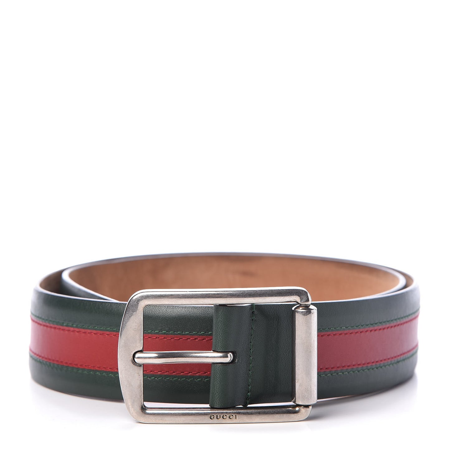 Calfskin Web Belt 85 34 Green Red