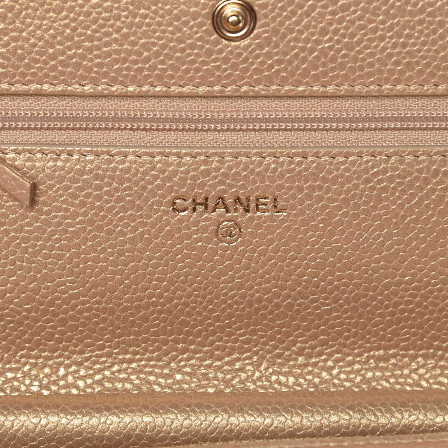 Chanel Pearly Caviar Quilted Wallet On Chain WOC Gold 6 of 9