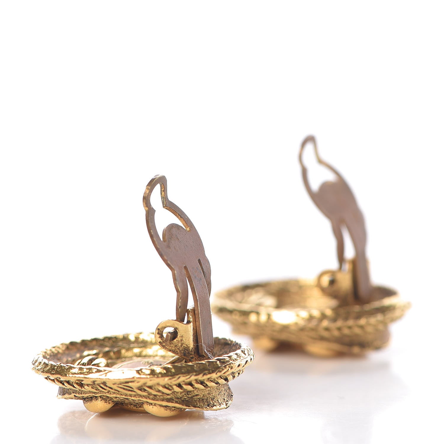 Chanel Oval CC Clip On Earrings Gold 3 of 4