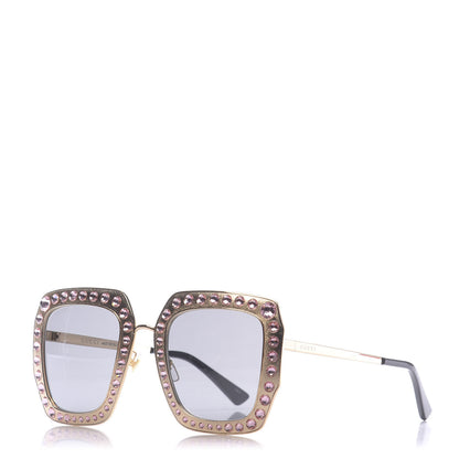 Gucci Metal Acetate Crystal Oversize GG0115S Sunglasses Rose Gold 1 of 9