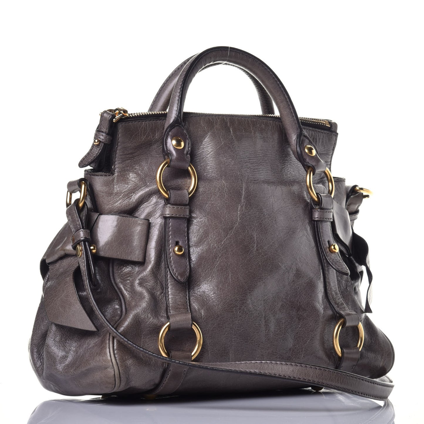 Vitello Lux Mini Bow Bag Fumo