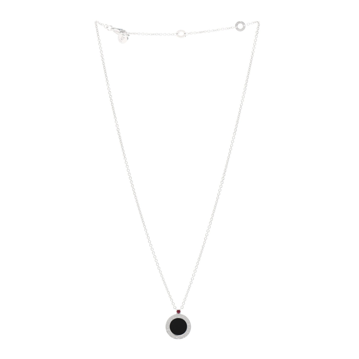 Bulgari Sterling Silver Black Onyx Ruby Save The Children Anniversary Pendant Necklace 3 of 7