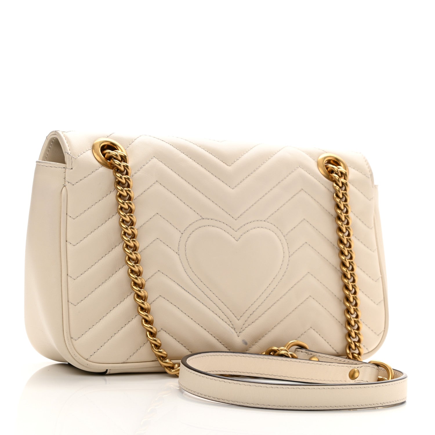 Gucci Calfskin Matelasse Small GG Marmont Shoulder Bag White 3 of 12