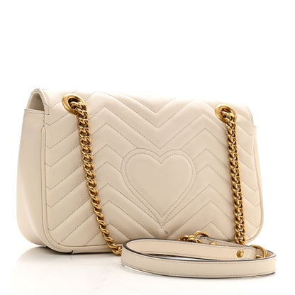 Gucci Calfskin Matelasse Small GG Marmont Shoulder Bag White 3 of 12